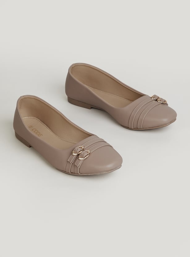 CODE Solid Almond Toe Ballerinas