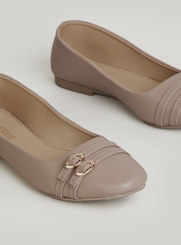 CODE Solid Almond Toe Ballerinas