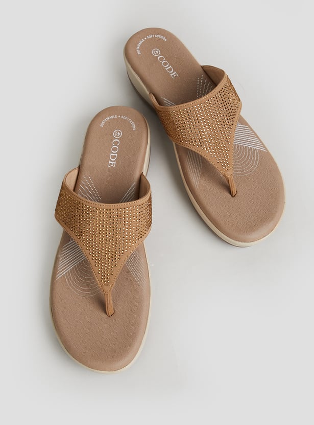 CODE Embellished Thong Sandals