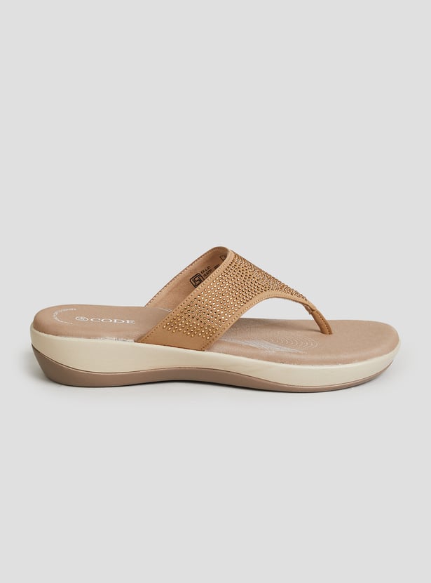 CODE Embellished Thong Sandals