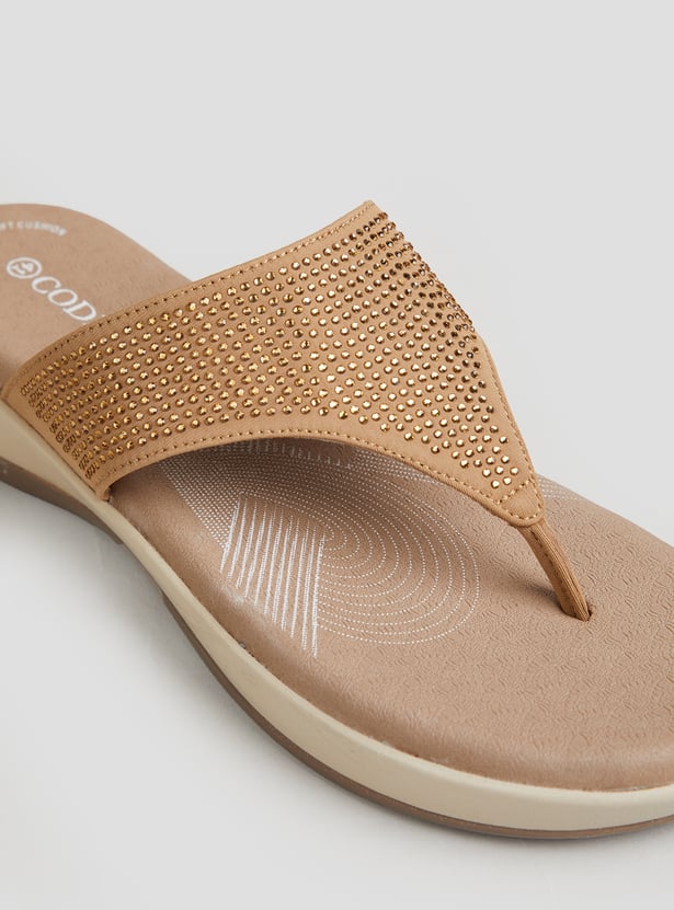 CODE Embellished Thong Sandals