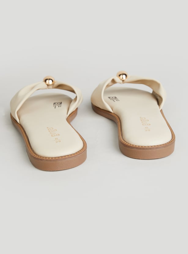 GINGER Solid Flats with Bow Design