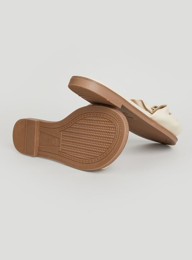 GINGER Solid Flats with Bow Design