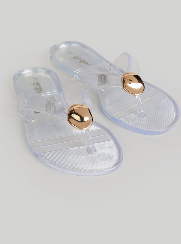 GINGER Solid Open Toe Flip Flops