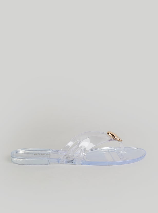 GINGER Solid Open Toe Flip Flops