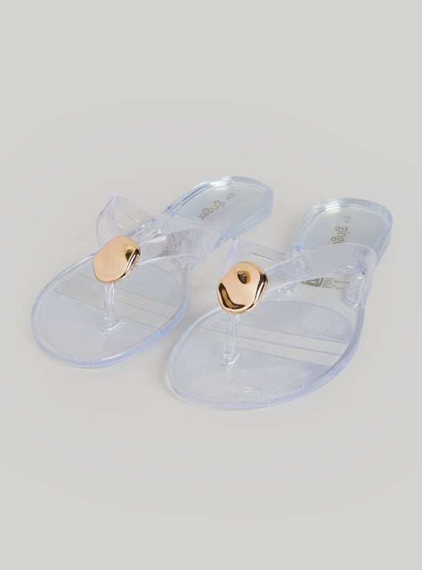 GINGER Solid Open Toe Flip Flops