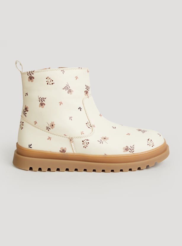 FAME FOREVER Girls Floral Print Ankle Boots