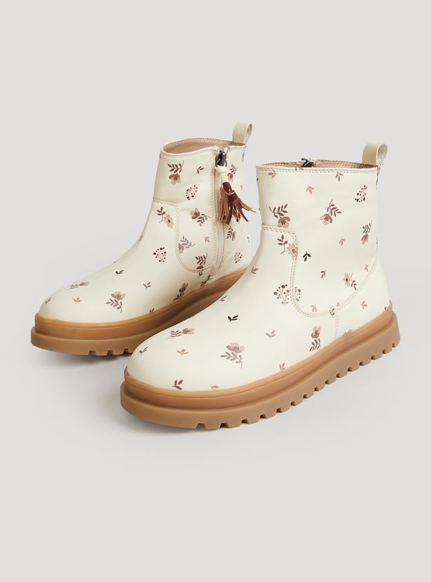 FAME FOREVER Girls Floral Print Ankle Boots