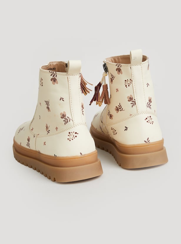 FAME FOREVER Girls Floral Print Ankle Boots