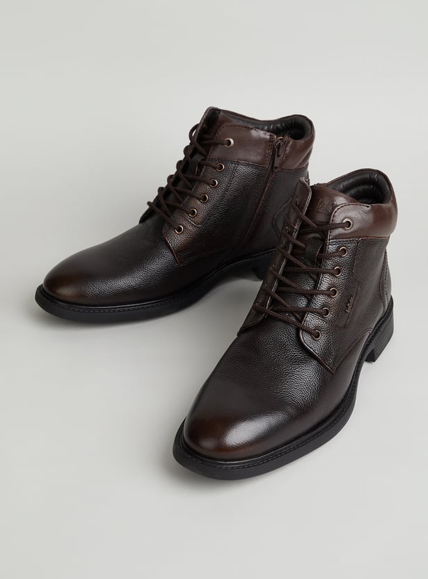 LEE COOPER Textured Lace-Up Boots