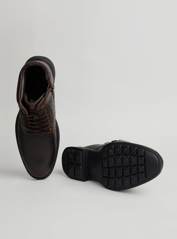 LEE COOPER Textured Lace-Up Boots