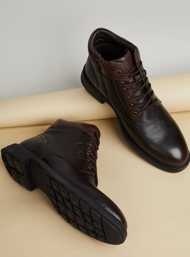 LEE COOPER Textured Lace-Up Boots