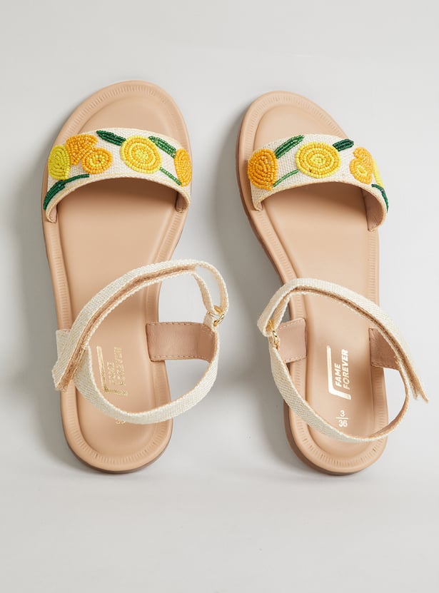 FAME FOREVER Girls Floral Print Sandals