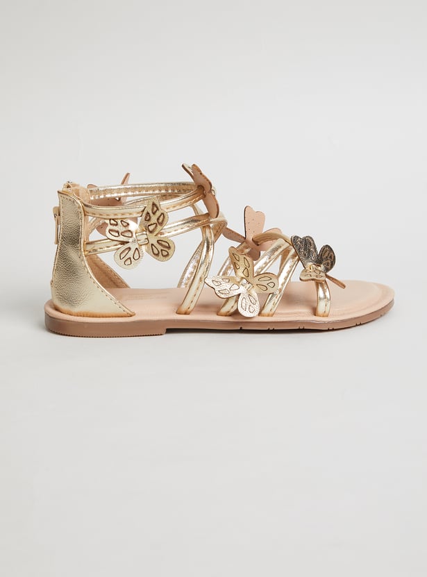 FAME FOREVER Girls Butterfly Ankle Strap Sandals