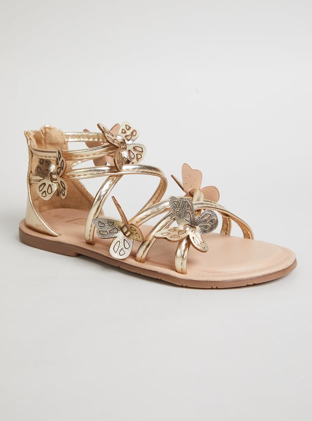 FAME FOREVER Girls Butterfly Ankle Strap Sandals