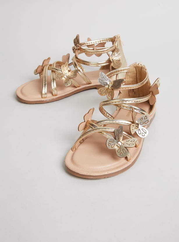 FAME FOREVER Girls Butterfly Ankle Strap Sandals