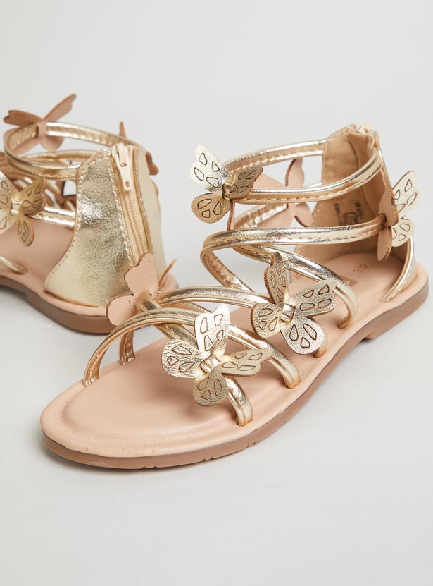 FAME FOREVER Girls Butterfly Ankle Strap Sandals