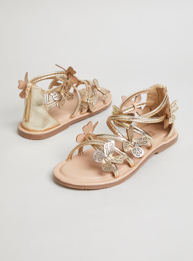 FAME FOREVER Girls Butterfly Ankle Strap Sandals