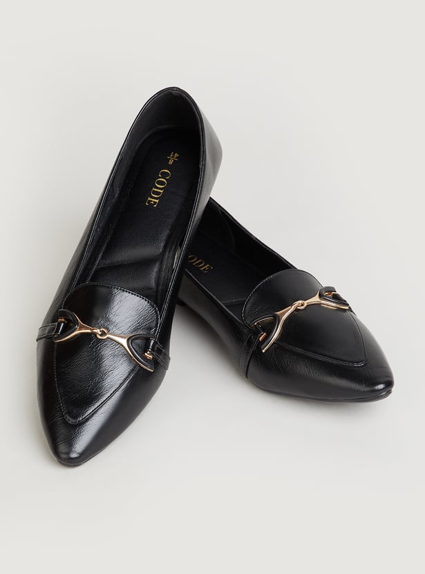 CODE Solid Pointed-Toe Ballerinas