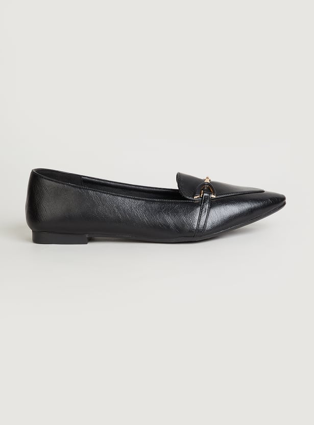 CODE Solid Pointed-Toe Ballerinas