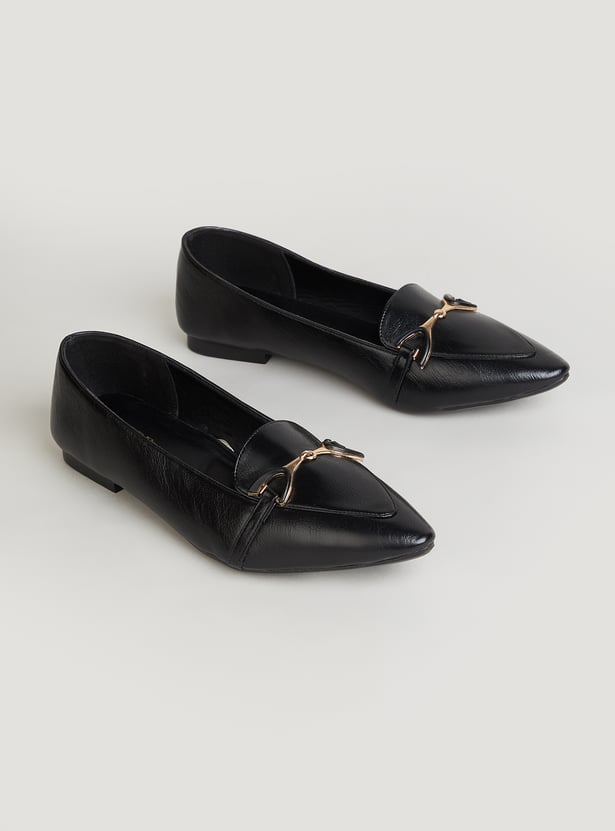 CODE Solid Pointed-Toe Ballerinas