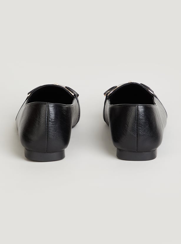 CODE Solid Pointed-Toe Ballerinas