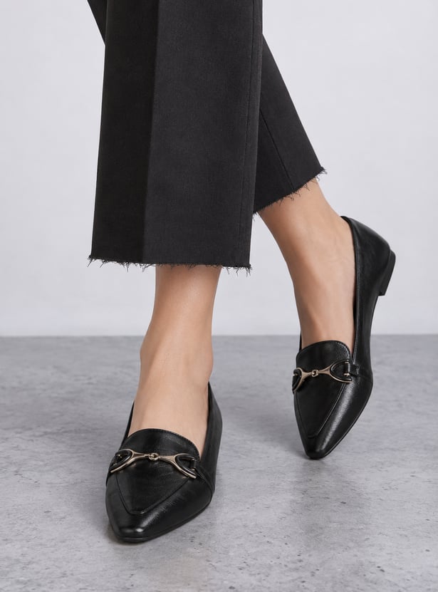 CODE Solid Pointed-Toe Ballerinas