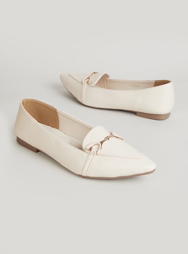 CODE Solid Pointed-Toe Ballerinas