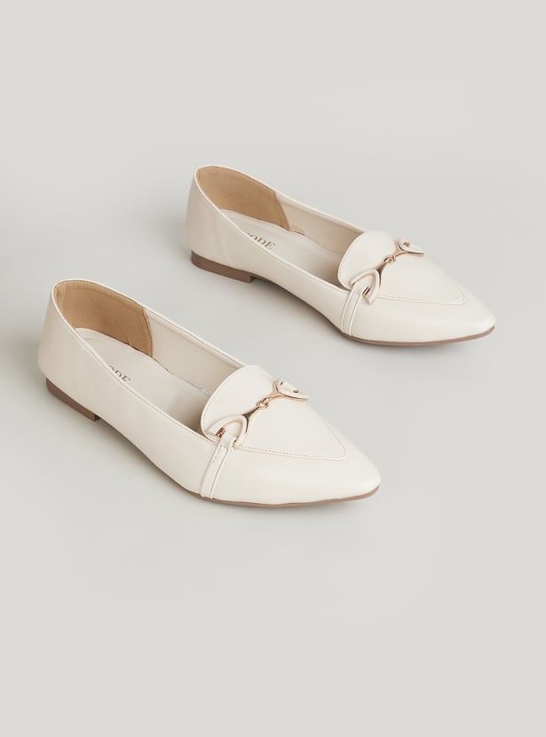 CODE Solid Pointed-Toe Ballerinas