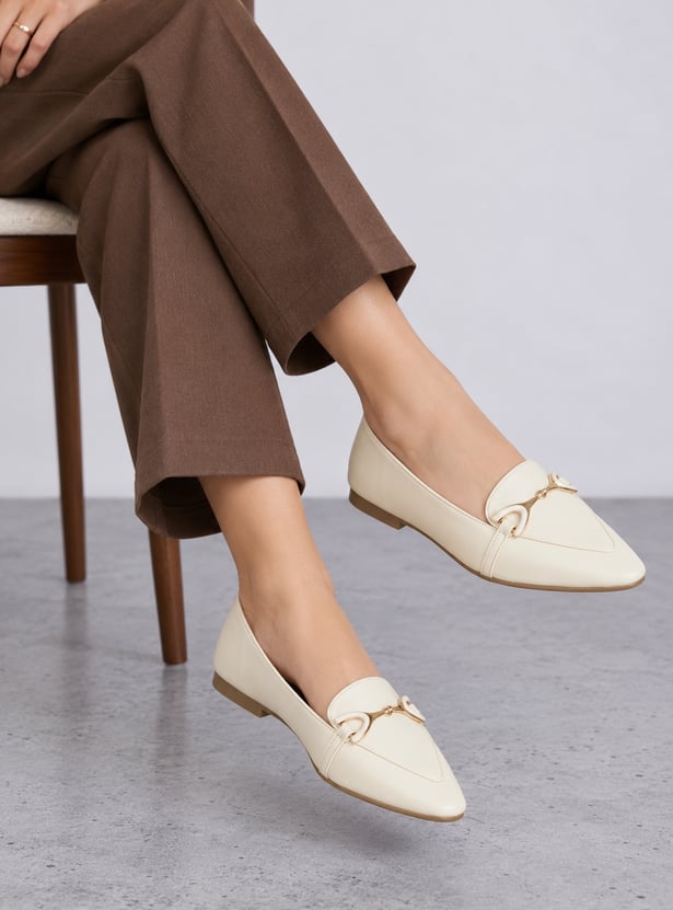 CODE Solid Pointed-Toe Ballerinas