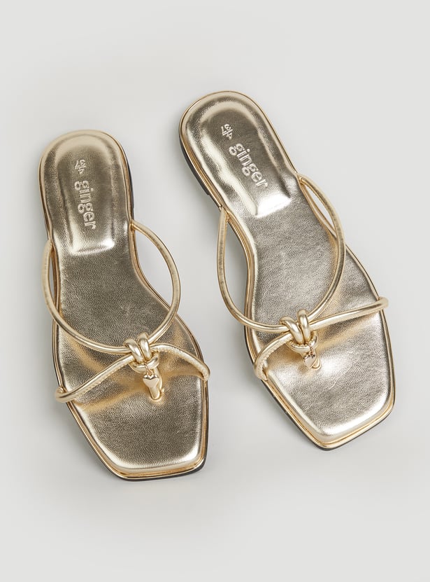GINGER Solid Open Toe Flats