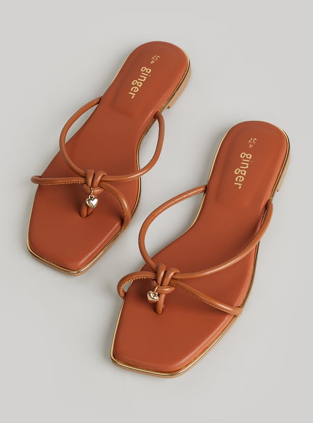 GINGER Solid Open Toe Flats