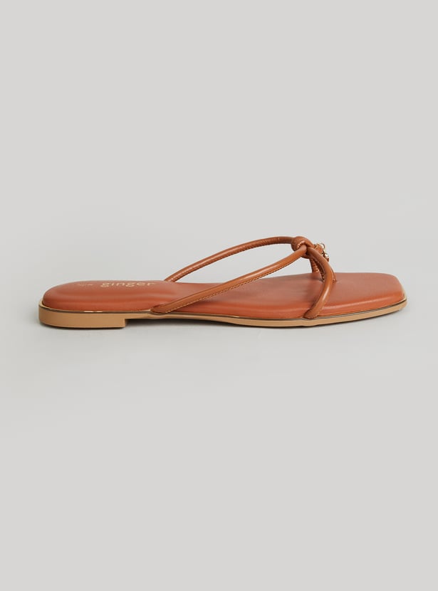 GINGER Solid Open Toe Flats
