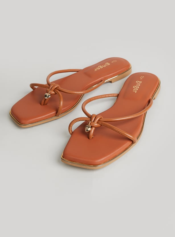 GINGER Solid Open Toe Flats