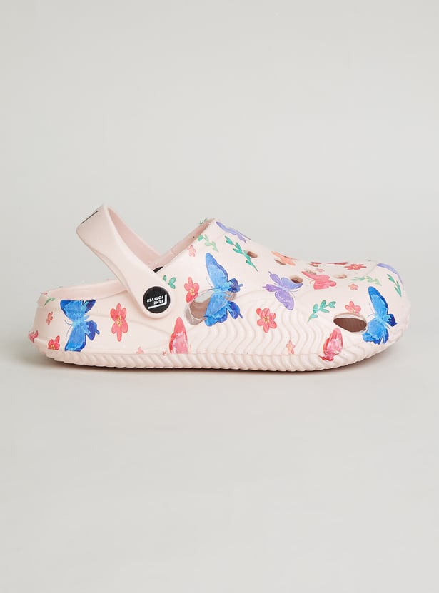 FAME FOREVER Girls Butterfly Print Clogs