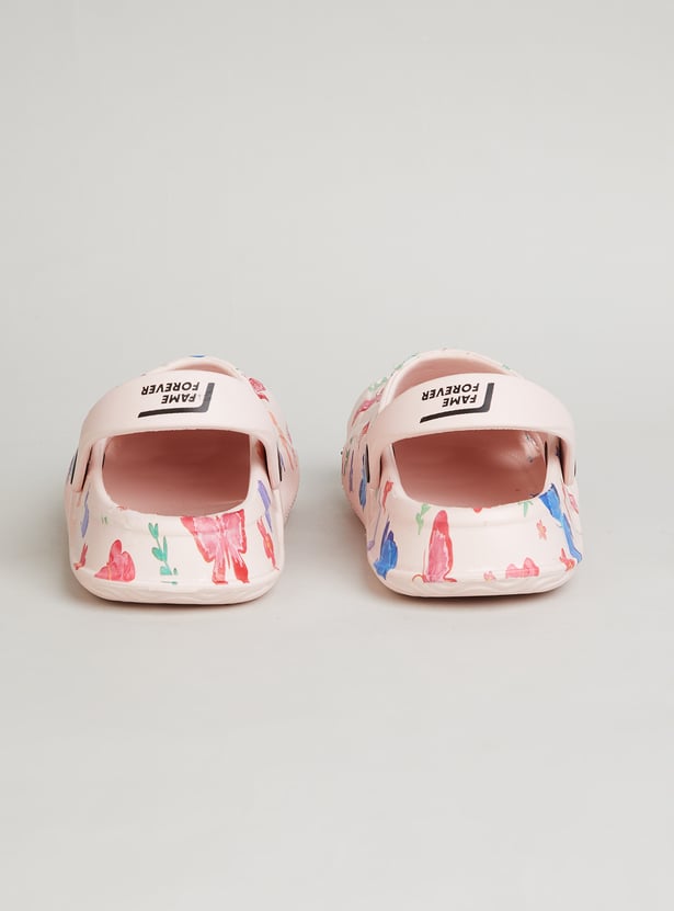 FAME FOREVER Girls Butterfly Print Clogs