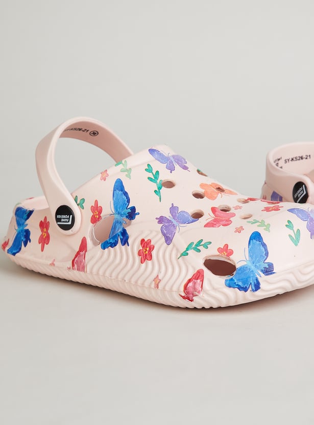 FAME FOREVER Girls Butterfly Print Clogs