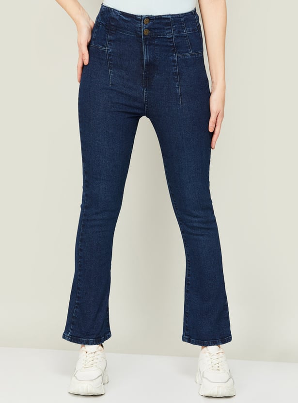 GINGER Women Solid Washed Bootcut Jeans
