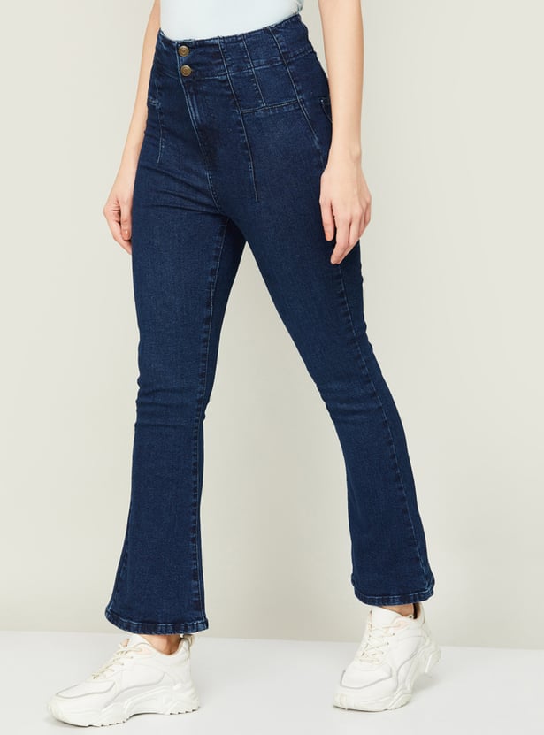 GINGER Women Solid Washed Bootcut Jeans
