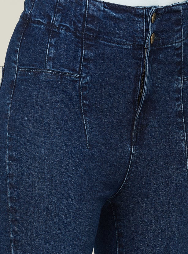 GINGER Women Solid Washed Bootcut Jeans