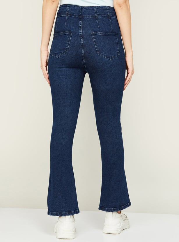 GINGER Women Solid Washed Bootcut Jeans