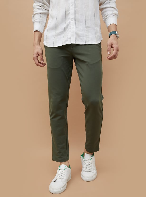 Buy CODE Men Solid Slim Tapered Casual Trousers from CODE at just INR ...