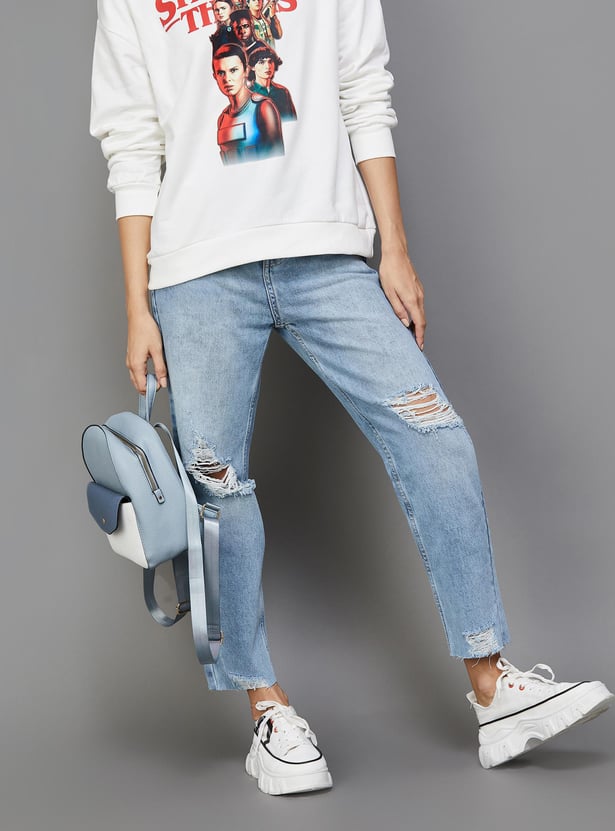 GINGER Women Distressed Tapered Fit Jeans
