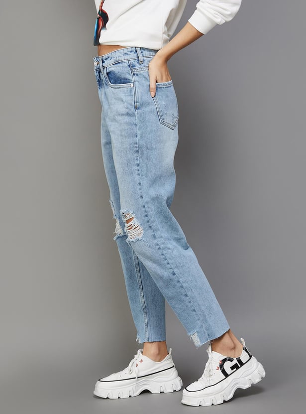 GINGER Women Distressed Tapered Fit Jeans