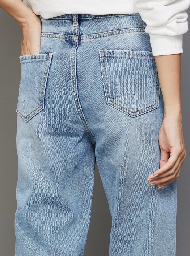 GINGER Women Distressed Tapered Fit Jeans