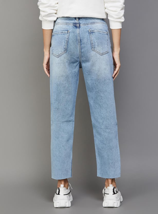 GINGER Women Distressed Tapered Fit Jeans