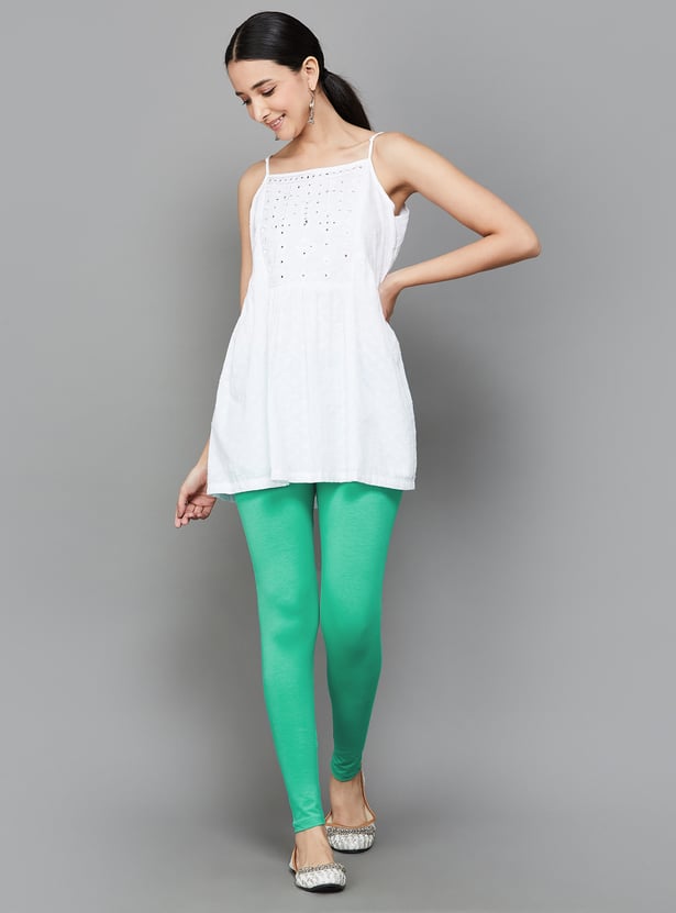 Buy AURELIA Women Solid Ankle Length Leggings from Aurelia at just INR 599.0