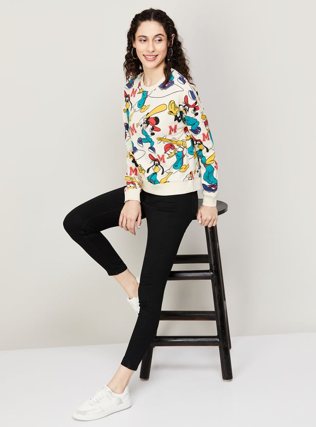 GINGER Women Mickey Mouse Printed Sweatshirt