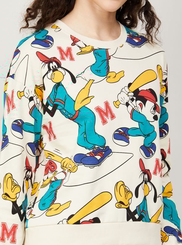 GINGER Women Mickey Mouse Printed Sweatshirt