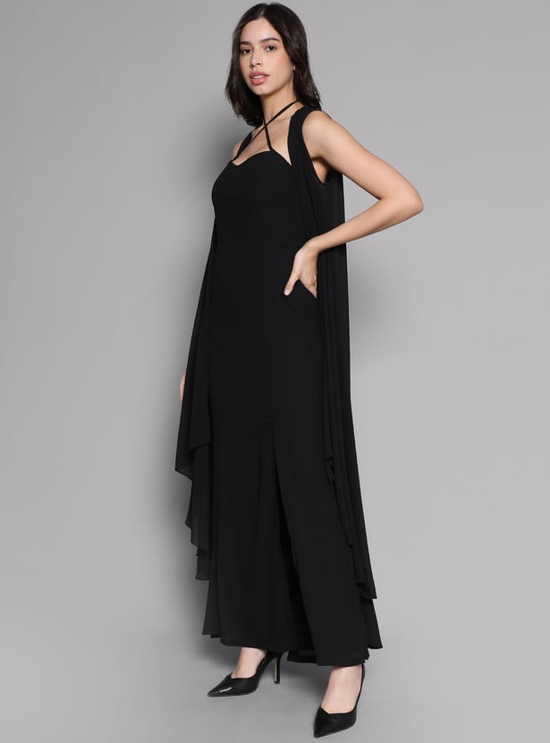 AND Women Solid Maxi Dress with Shrug